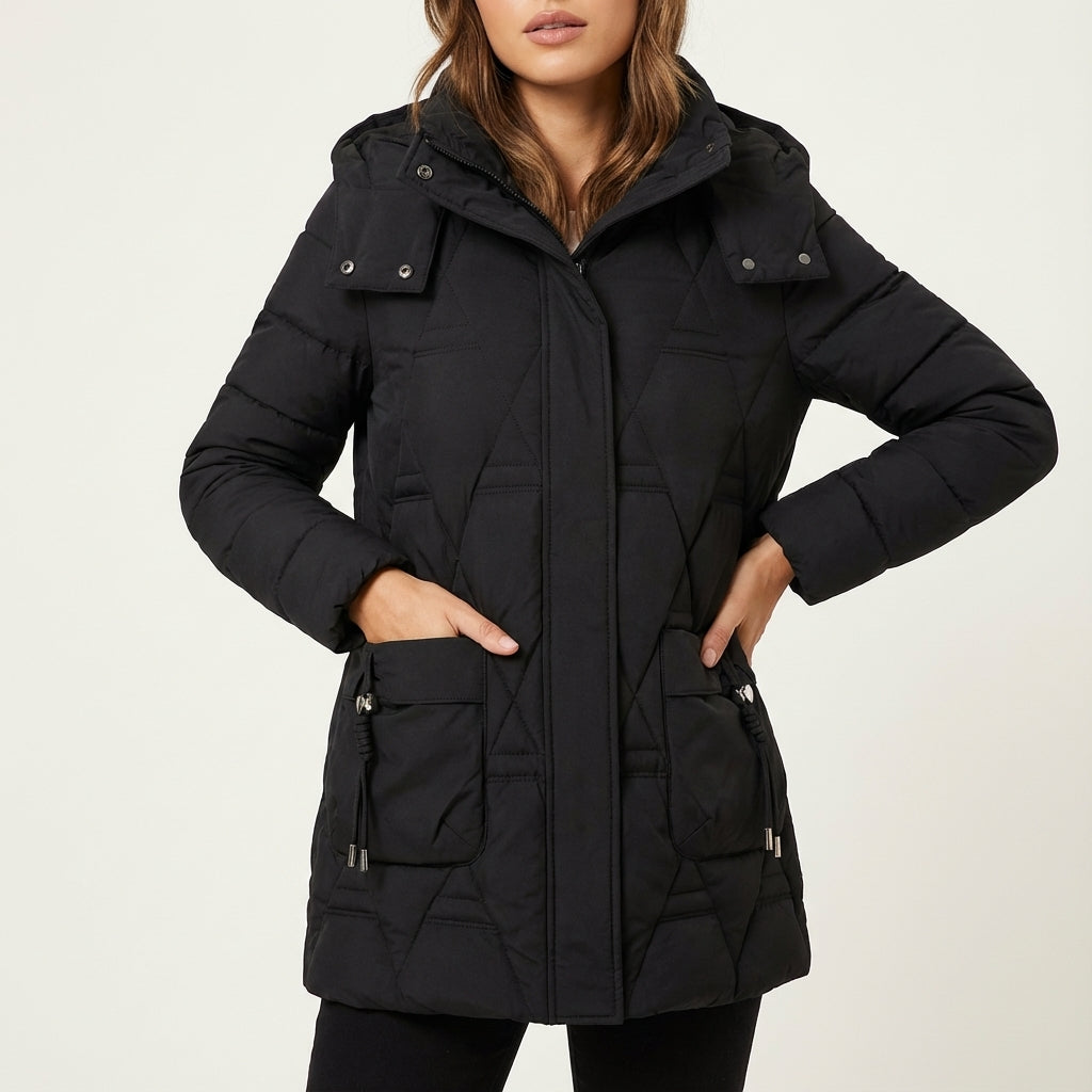 Kurtka Zimowa Damska Pikowana Klasyczny Krój | Styl Miejski
