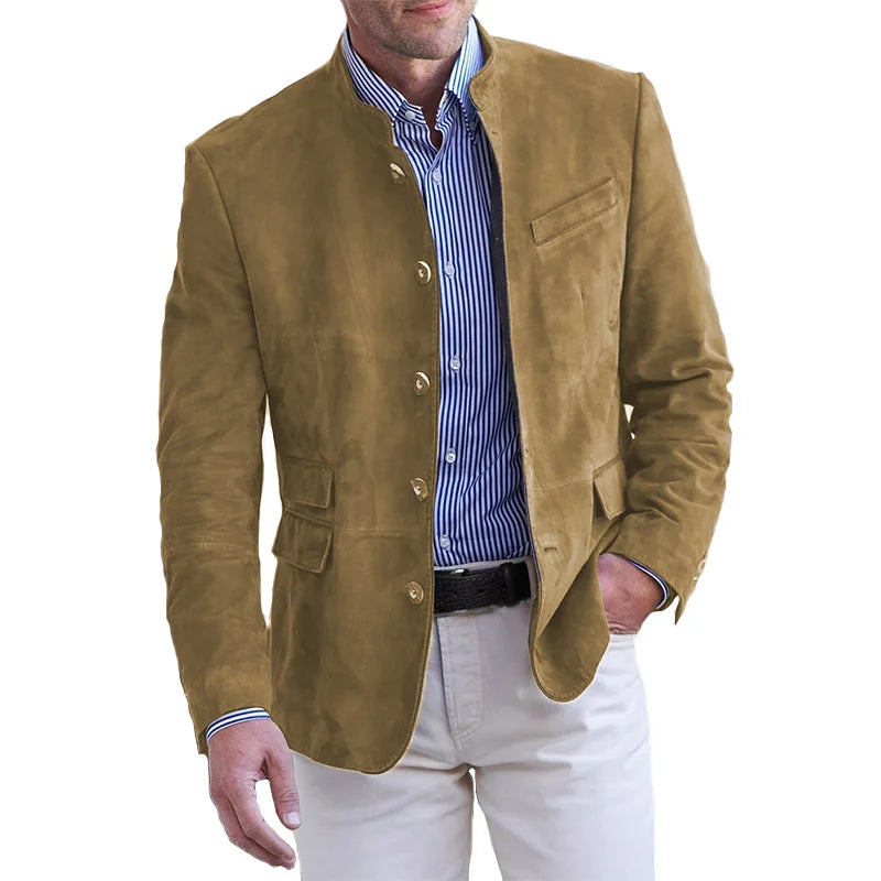 Marynarka Męska Smart Casual z Kołnierzem Stojącym | Na Co Dzień