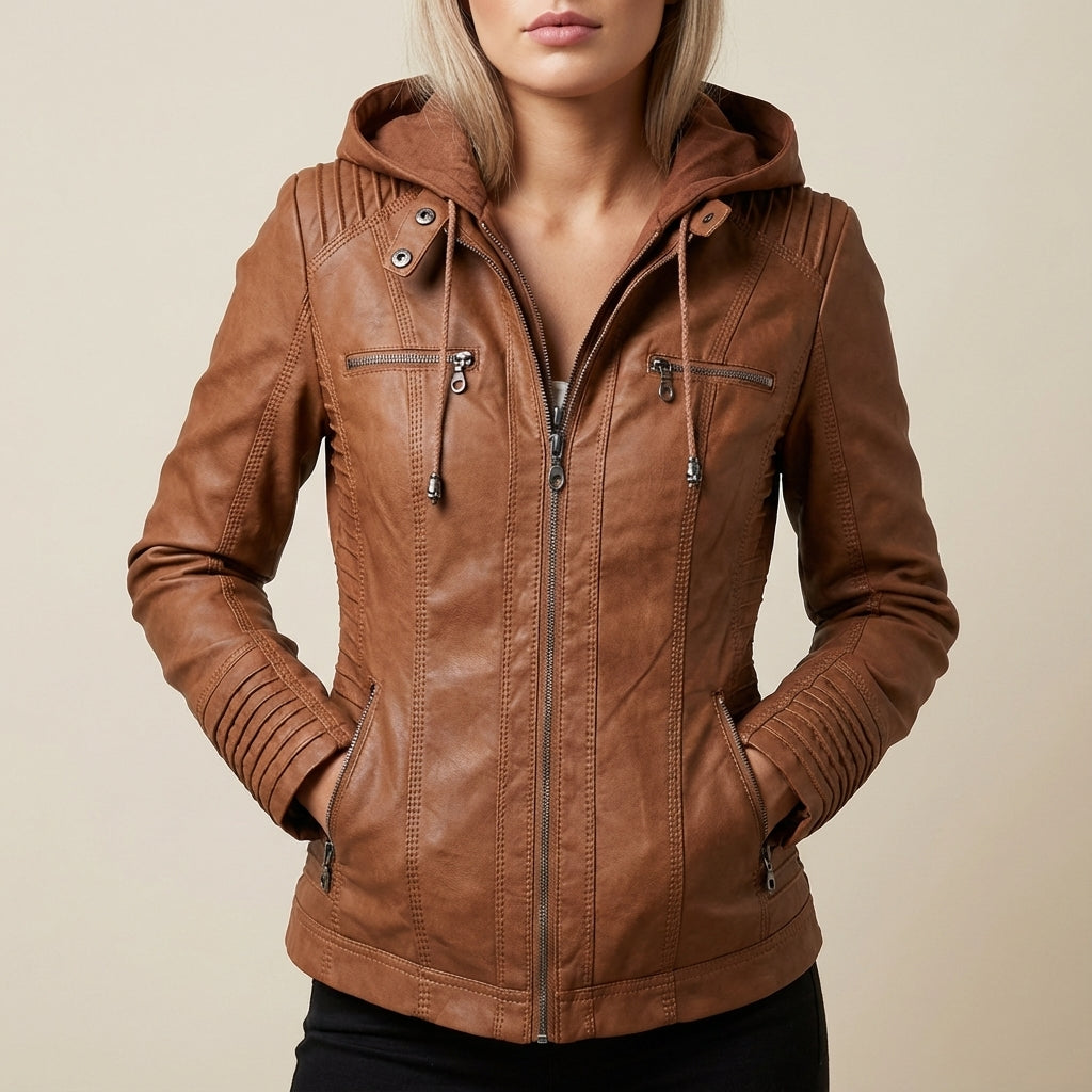 Kurtka Damska z Kapturem Brązowa | Na Co Dzień