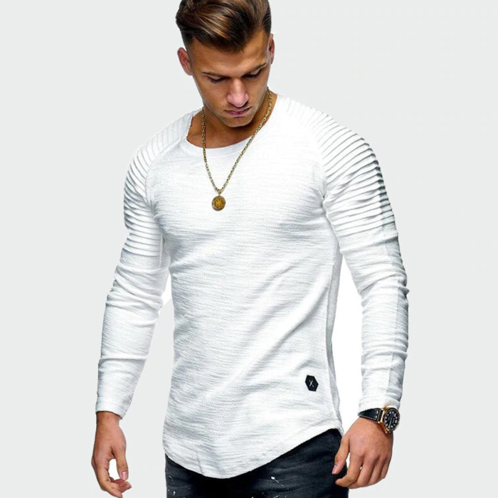 Bluza Męska Dopasowana Long Sleeve z Prążkowanymi Rękawami | Na Co Dzień