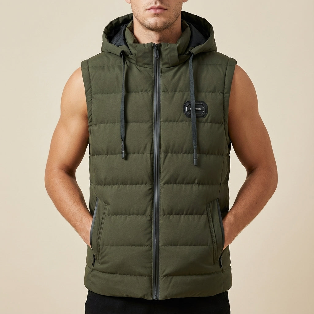 Bezrękawnik męski pikowany z kapturem | Na co dzień