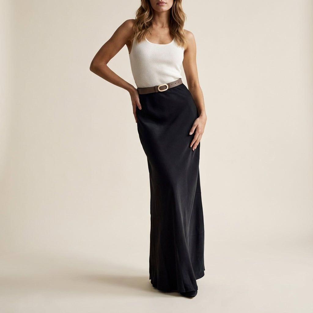 Spódnica Maxi Damska Satynowa | Styl Codzienny