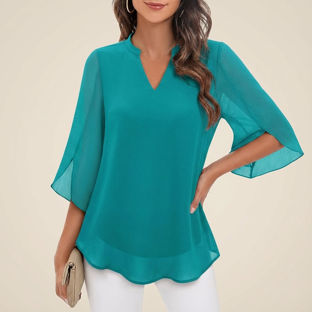 Bluzka damska dekolt V luźny krój | Codzienne noszenie