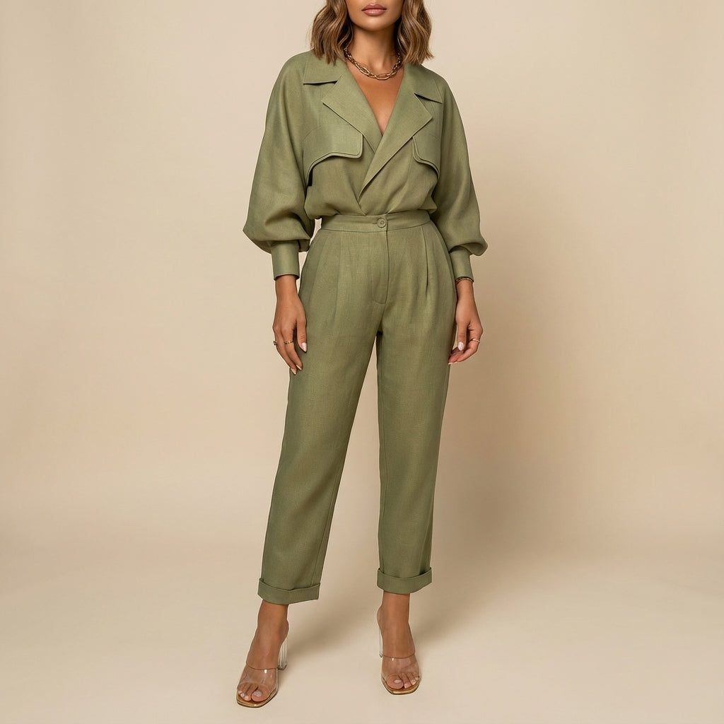 Garnitur damski luźny dwuczęściowy | Styl codzienny wiosenny