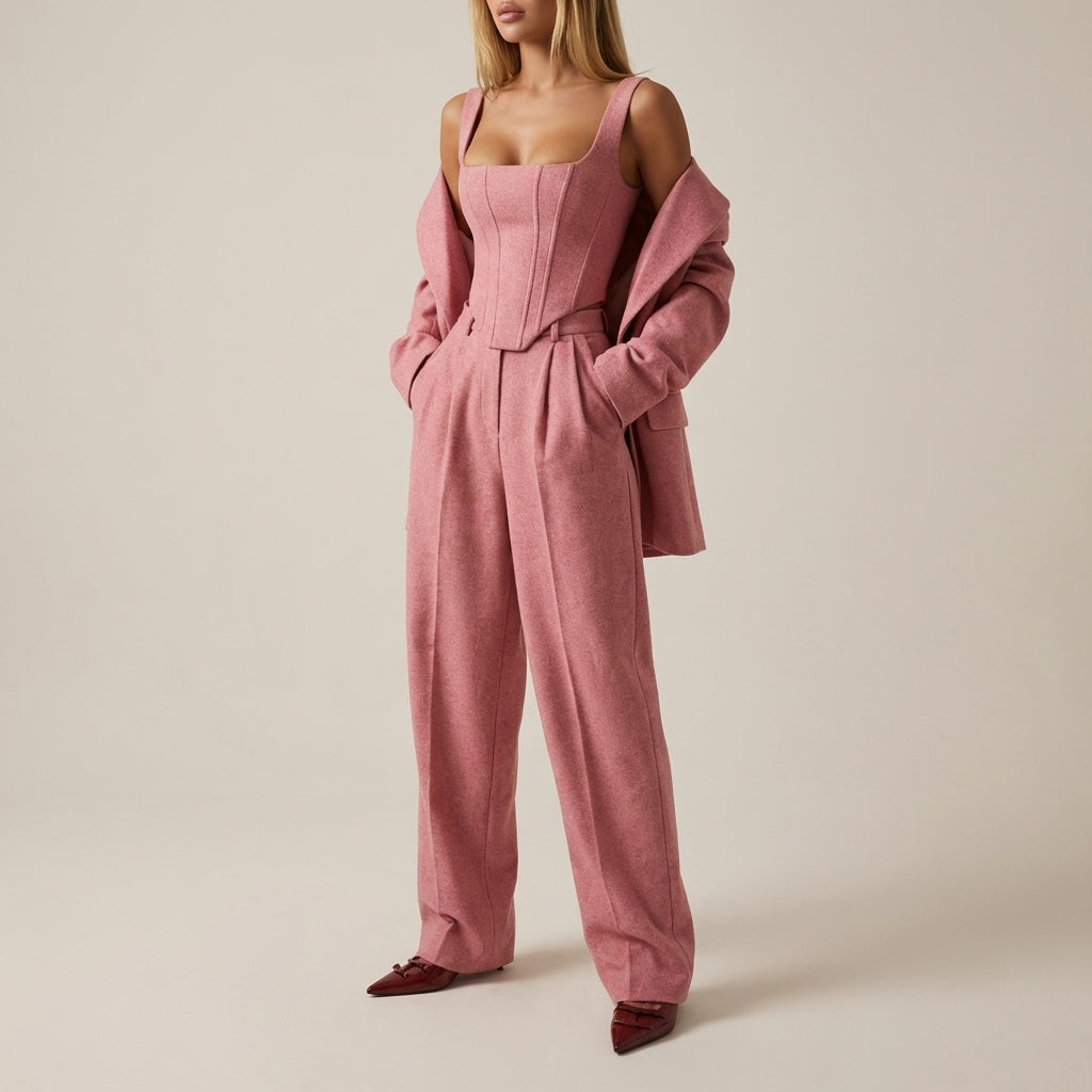 Garnitur damski trzyczęściowy z marynarką i spodniami | Do pracy