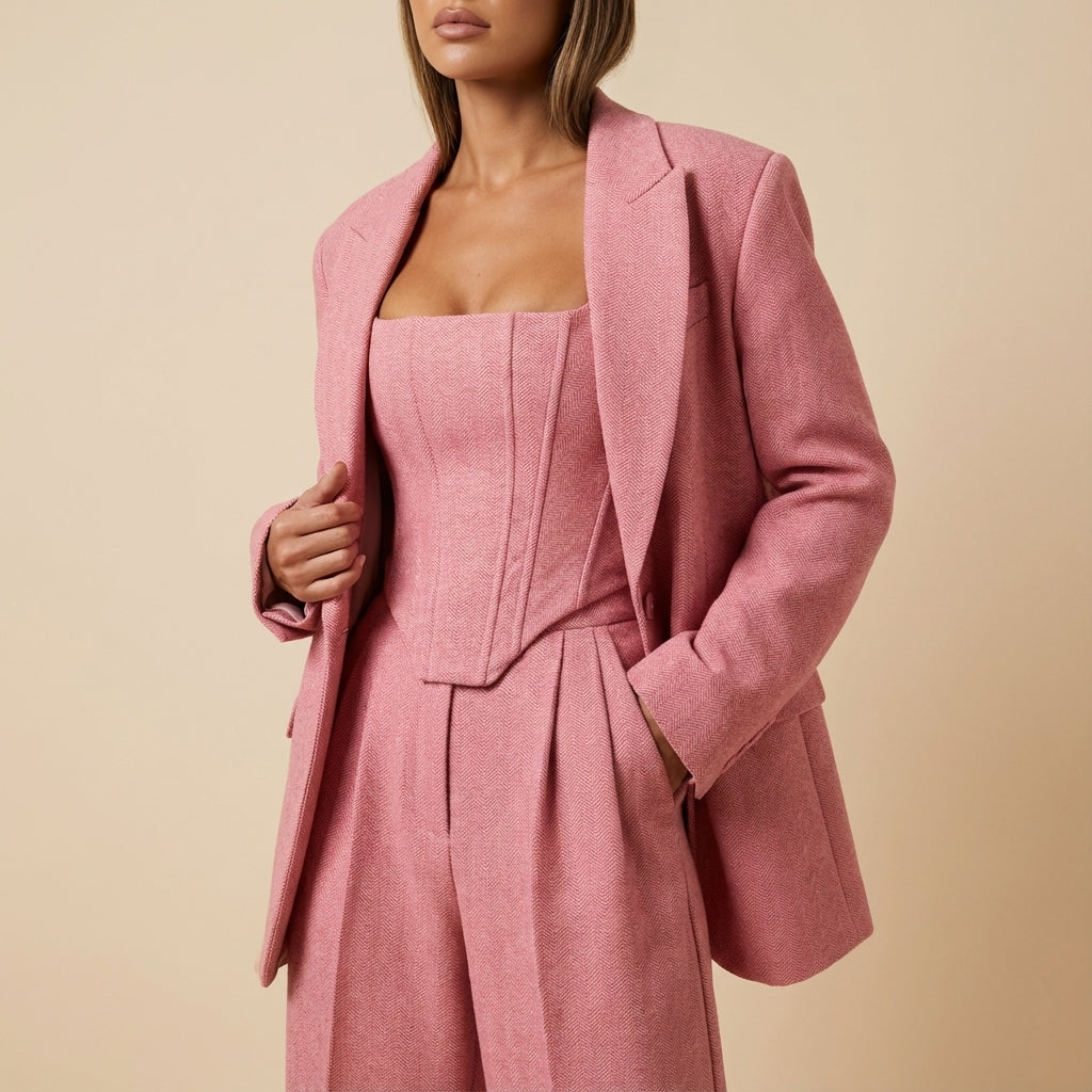 Garnitur damski trzyczęściowy z marynarką i spodniami | Do pracy