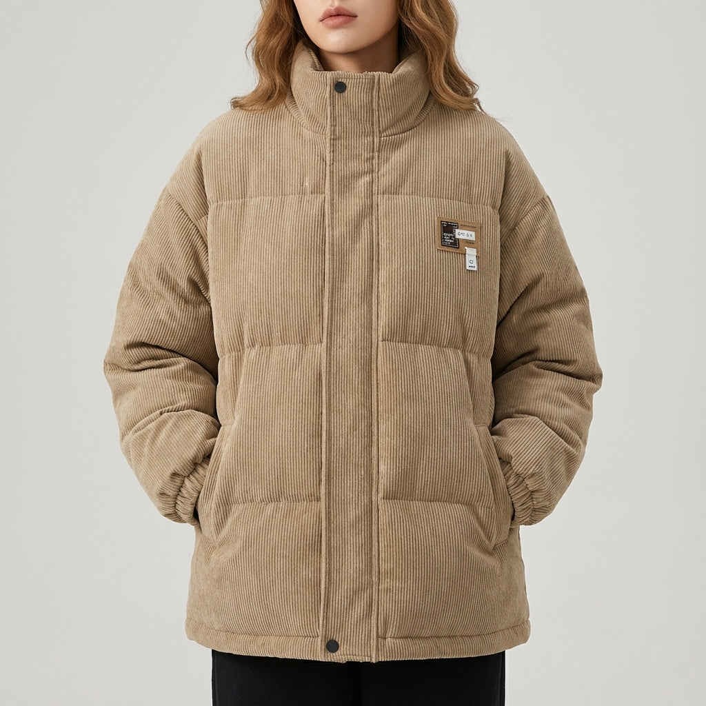 Kurtka zimowa damska sztruksowa z kapturem | Styl miejski na sezon