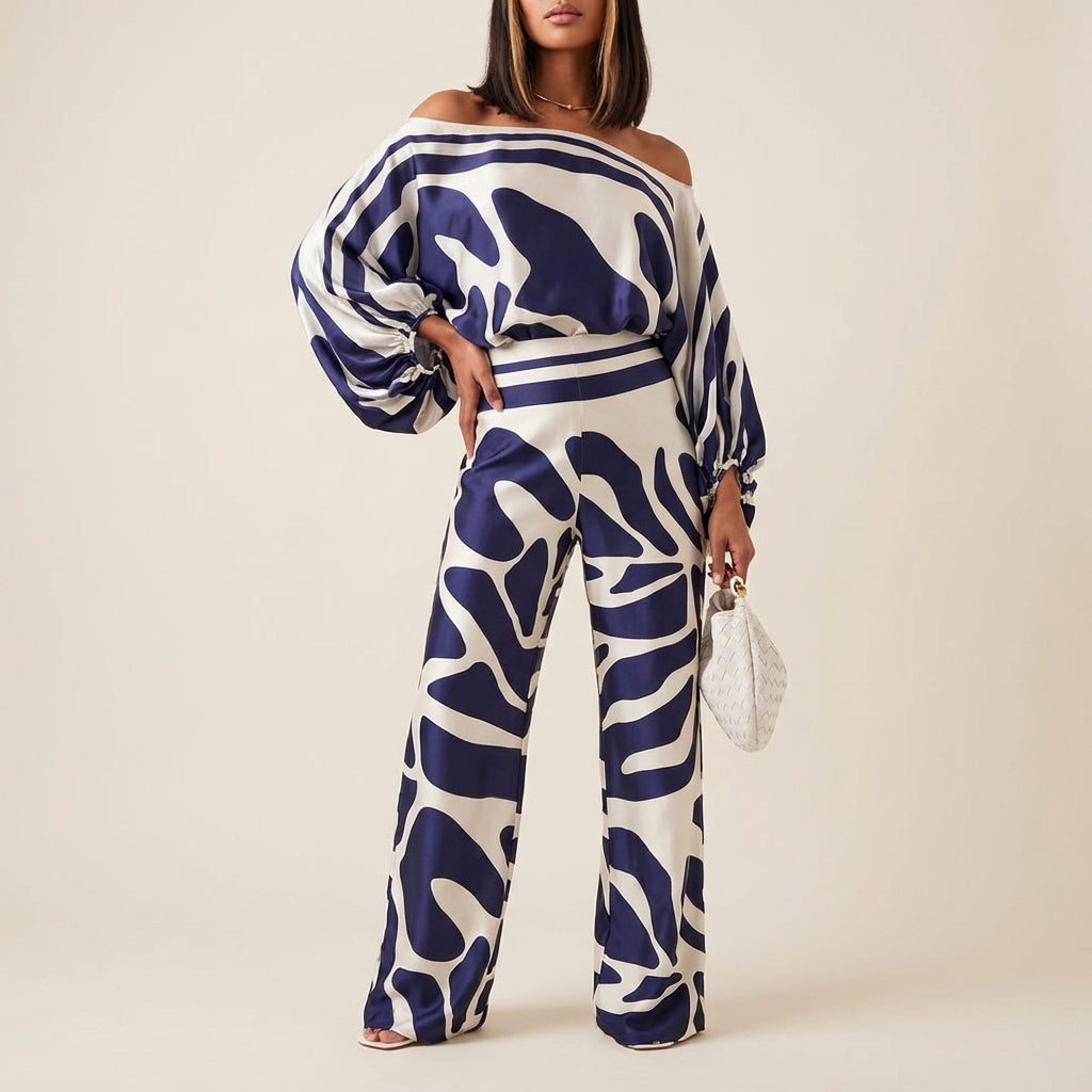 Komplet damski dwuczęściowy z topem asymetrycznym | Codzienne noszenie