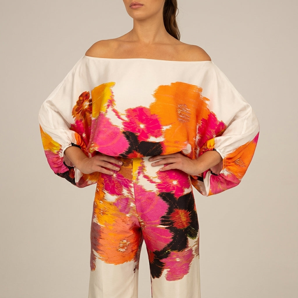 Komplet damski dwuczęściowy z topem asymetrycznym | Codzienne noszenie