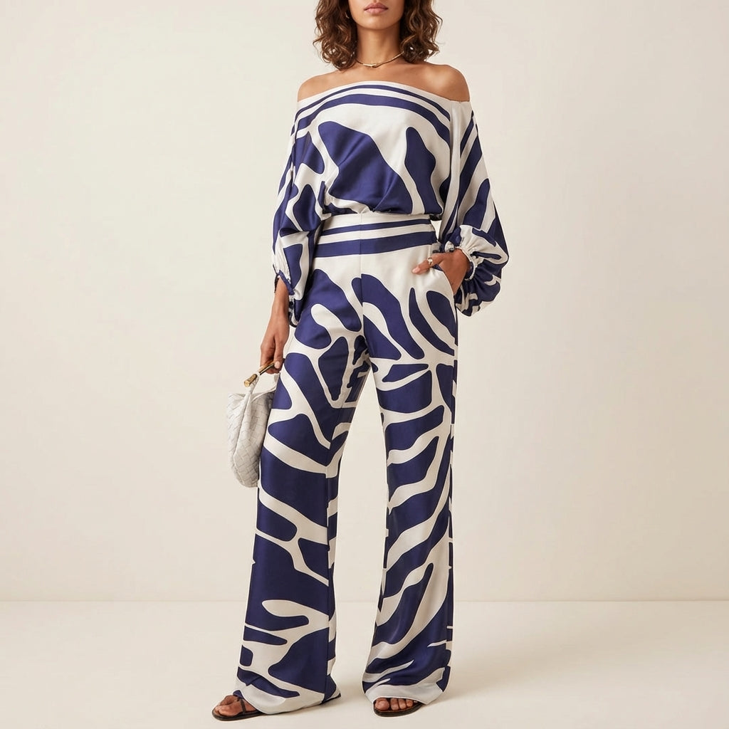 Komplet damski dwuczęściowy z topem asymetrycznym | Codzienne noszenie