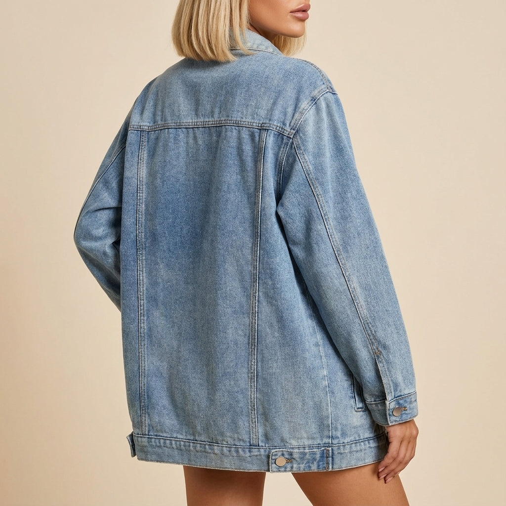 Kurtka damska oversize na guziki z kieszeniami | Styl codzienny