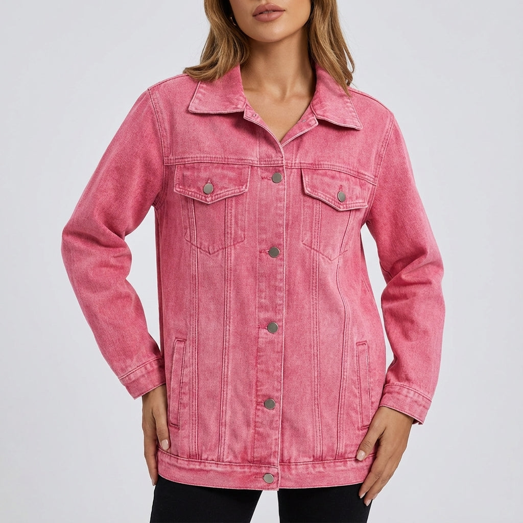 Kurtka damska oversize na guziki z kieszeniami | Styl codzienny