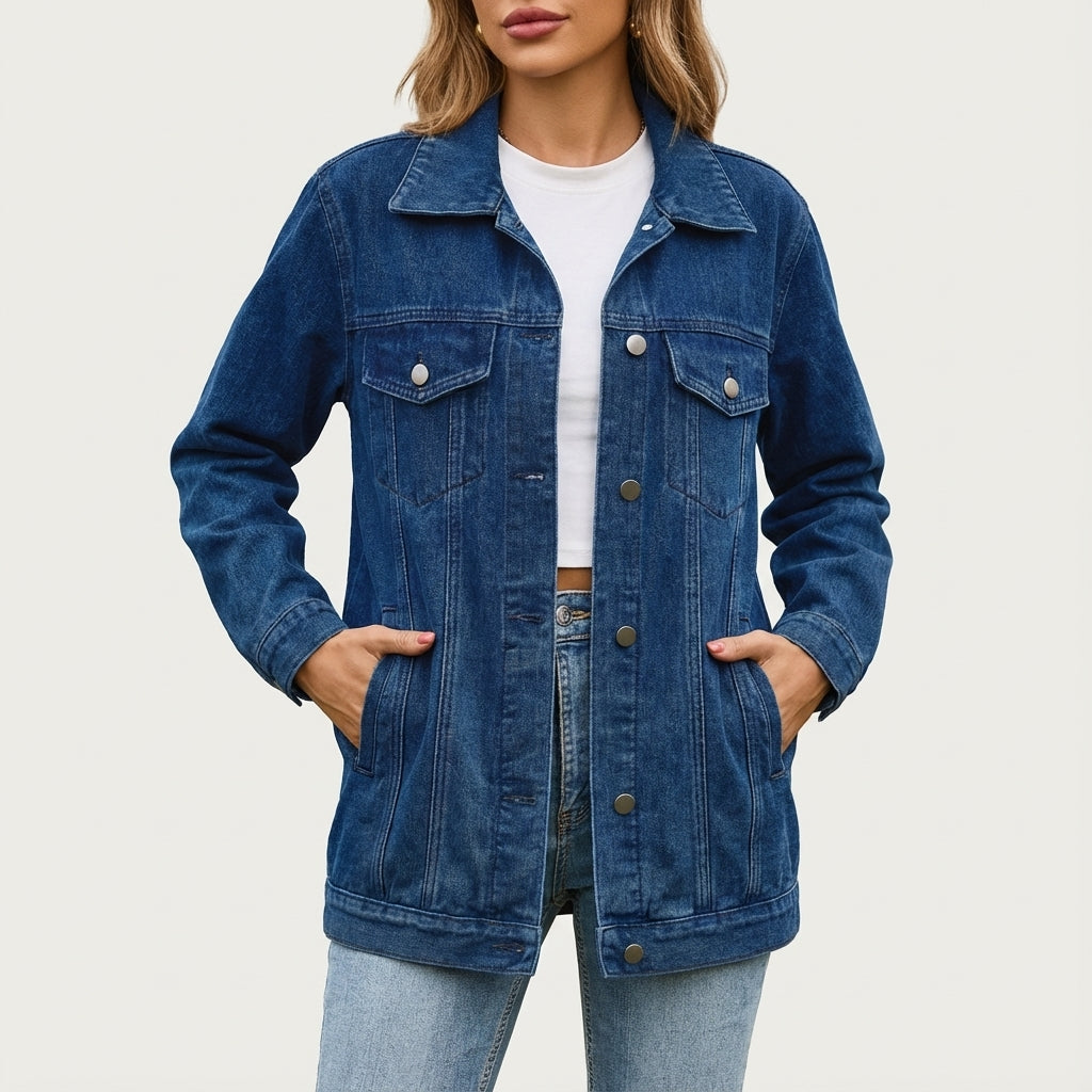 Kurtka damska oversize na guziki z kieszeniami | Styl codzienny