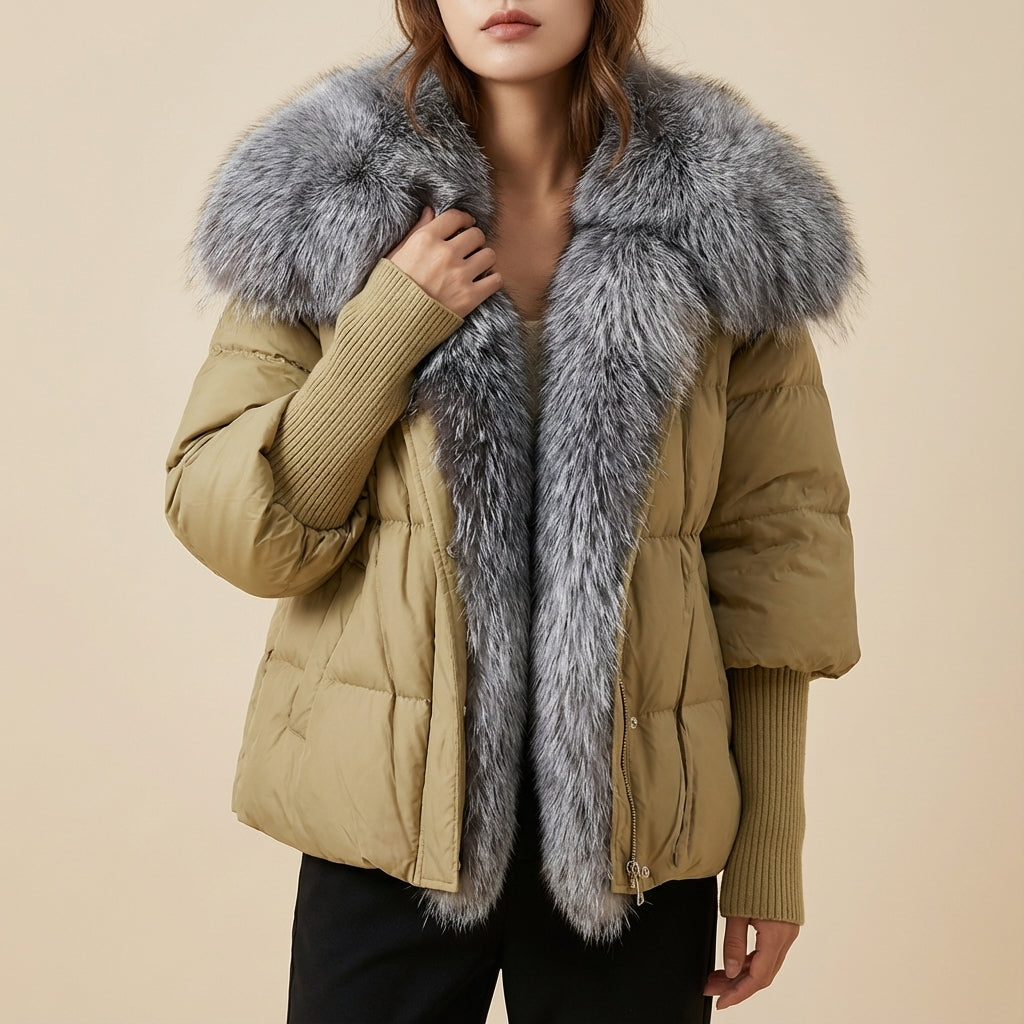 Kurtka Zimowa Damska Pikowana Khaki | Styl Miejski