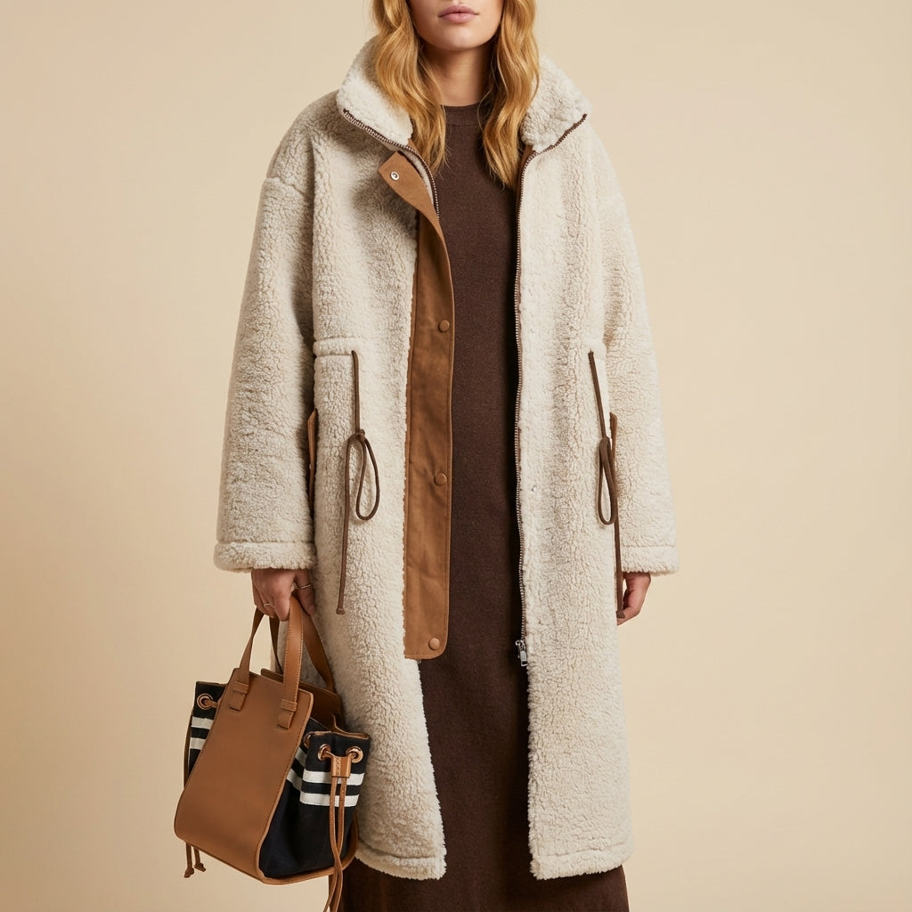 Kurtka zimowa damska oversize długa | Miejski styl codzienny