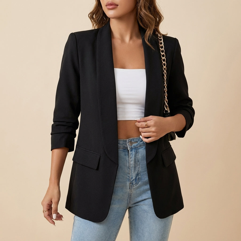 Marynarka damska długa dopasowany krój | Styl codzienny