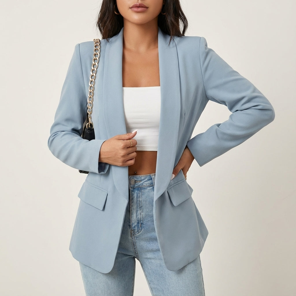 Marynarka damska długa dopasowany krój | Styl codzienny