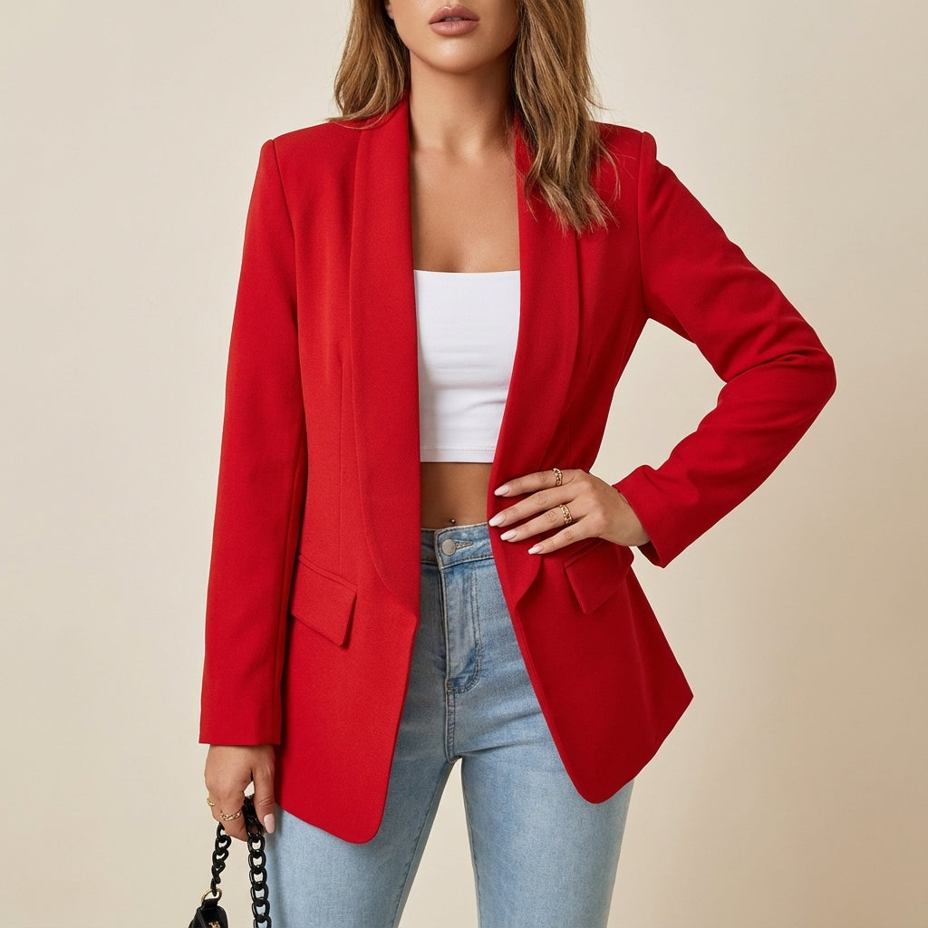 Marynarka damska długa dopasowany krój | Styl codzienny