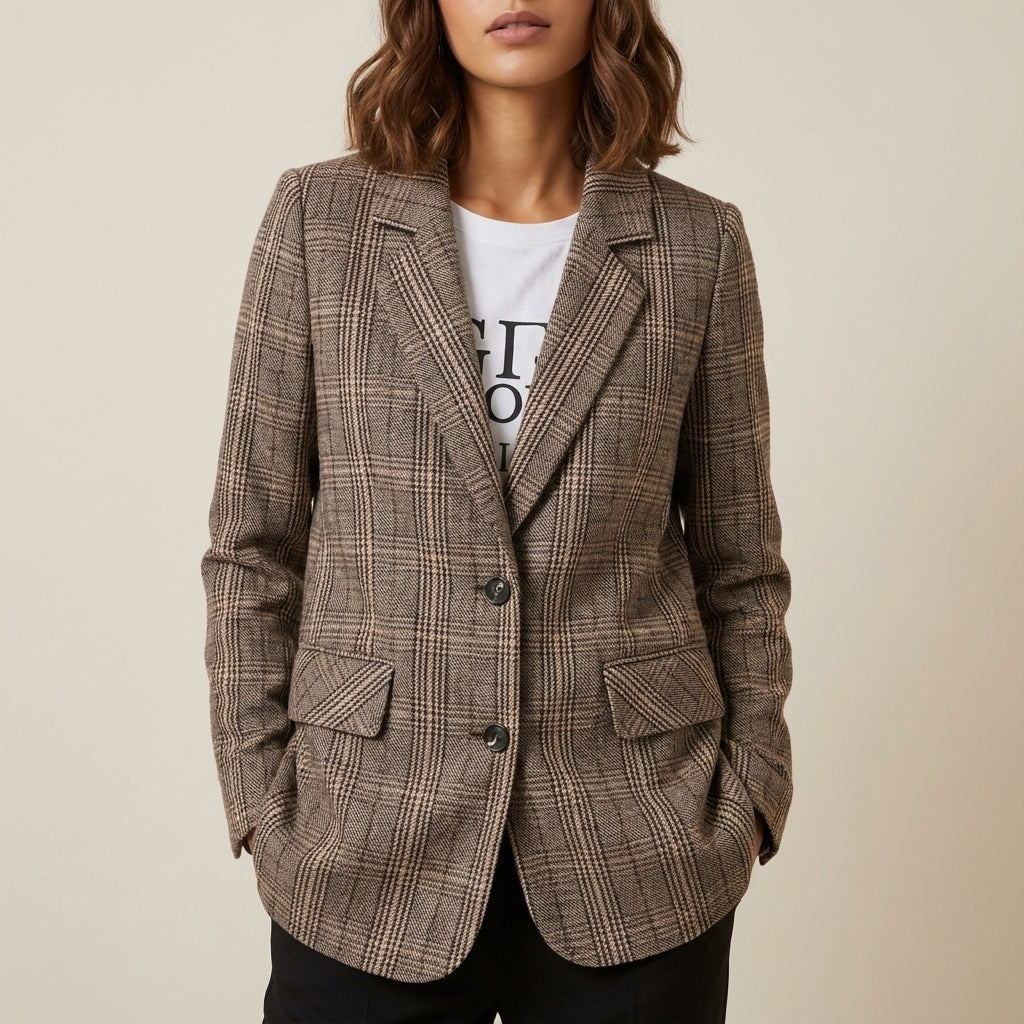 Marynarka damska w kratę klasyczny krój | Styl miejski