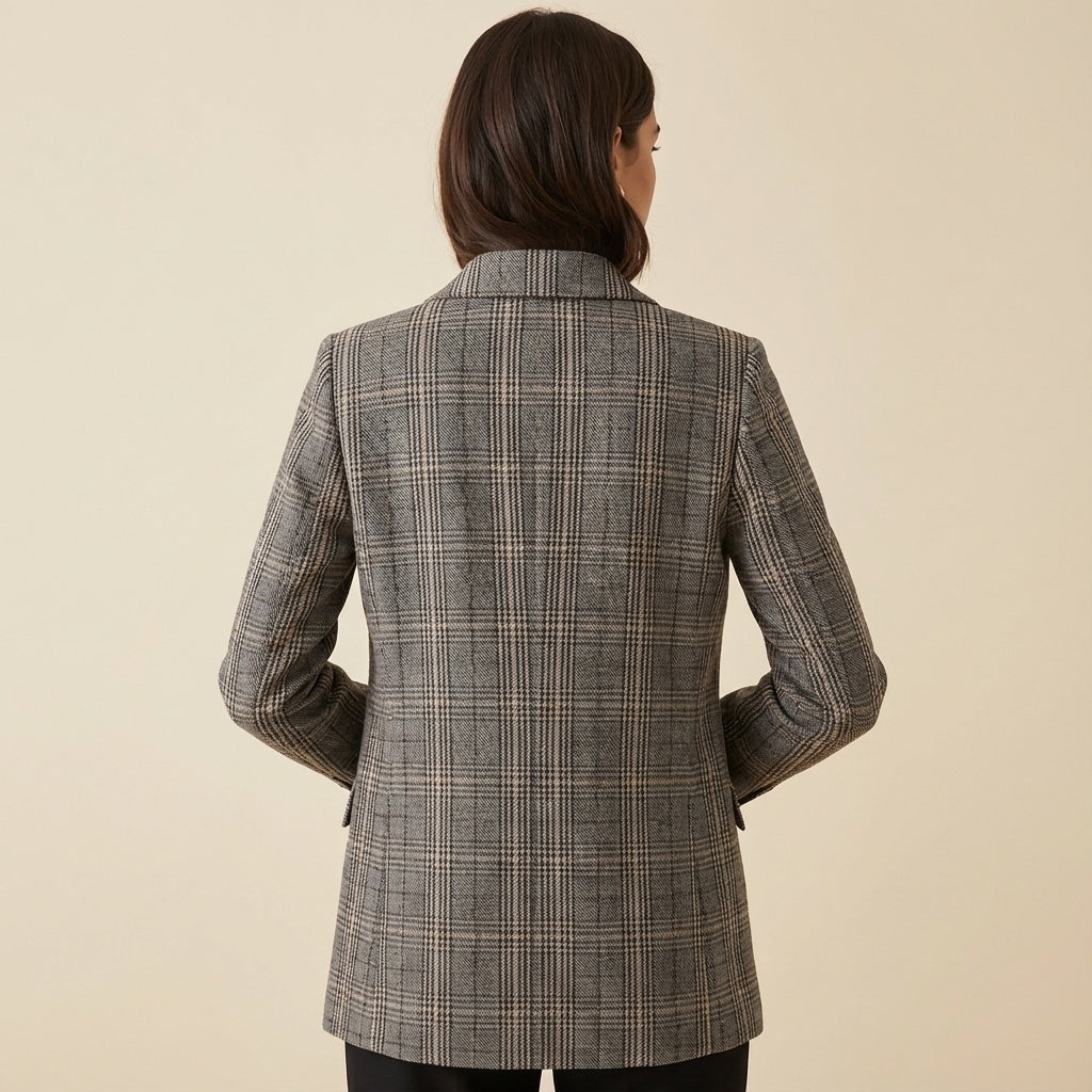 Marynarka damska w kratę klasyczny krój | Styl miejski