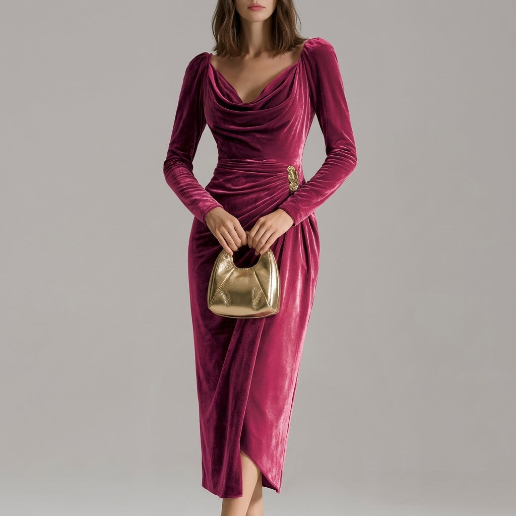 Sukienka damska midi z długim rękawem | Na co dzień