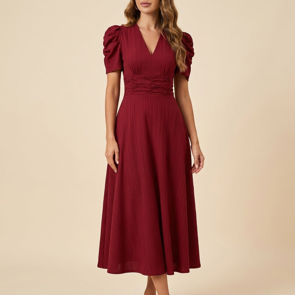 Sukienka midi damska klasyczny krój | Okazjonalne noszenie