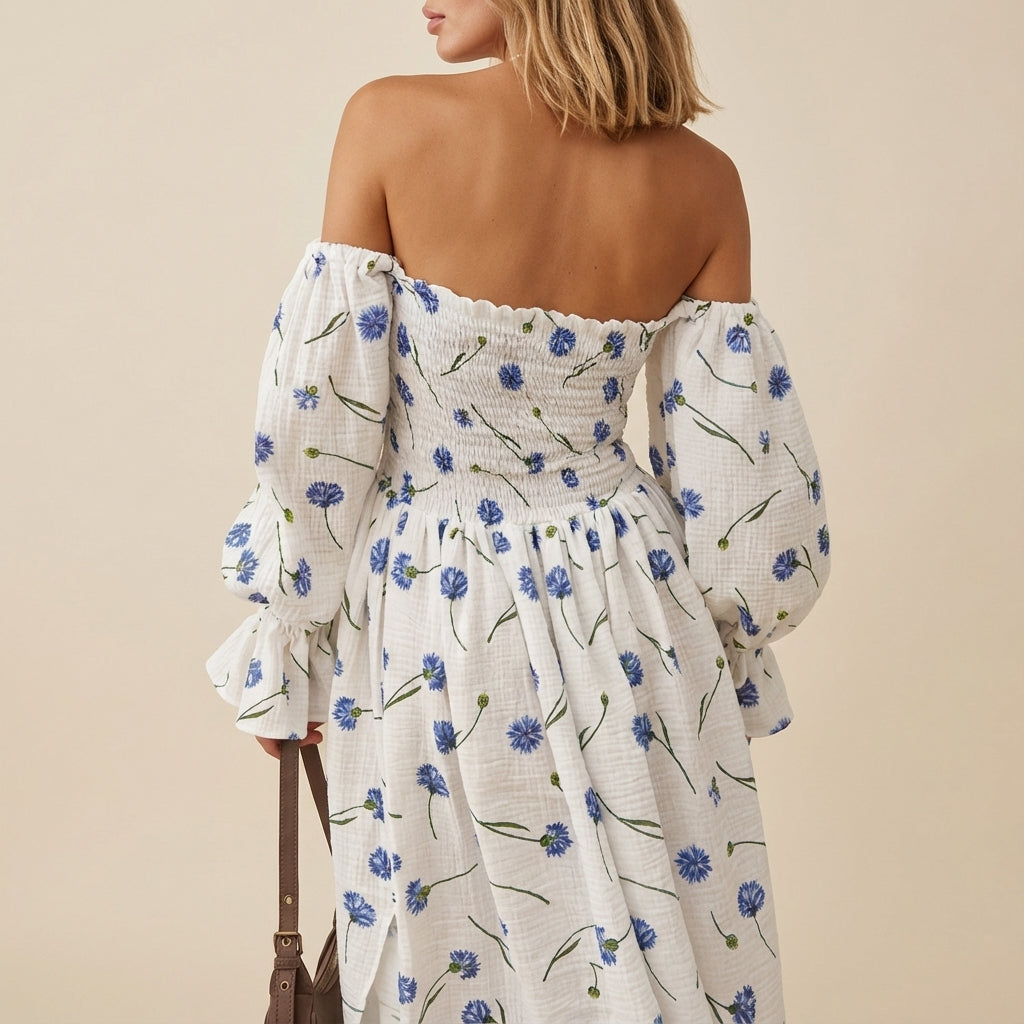 Sukienka damska midi hiszpanka w kwiaty | Na lato