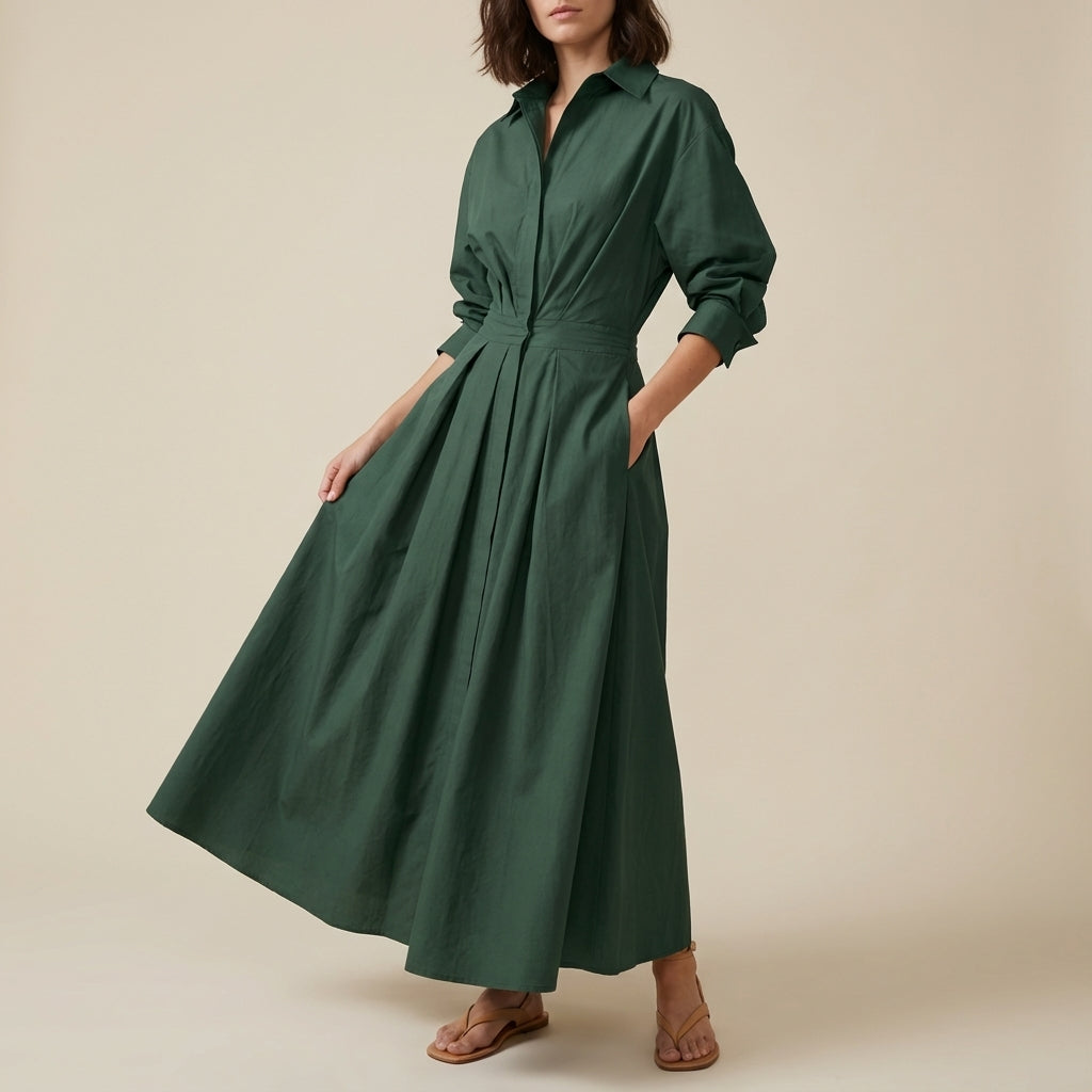 Sukienka damska midi z długim rękawem | Na co dzień