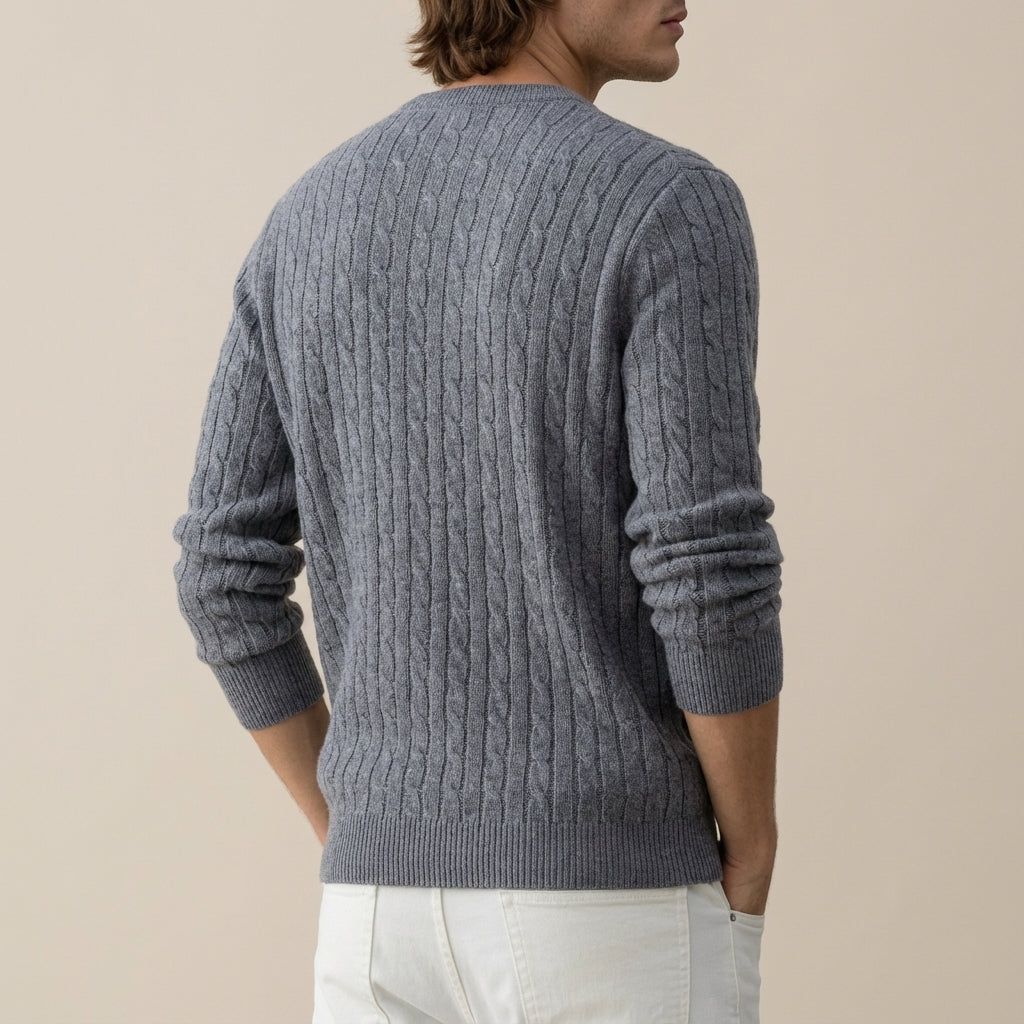 Sweter męski prążkowany klasyczny krój | Codzienne użytkowanie