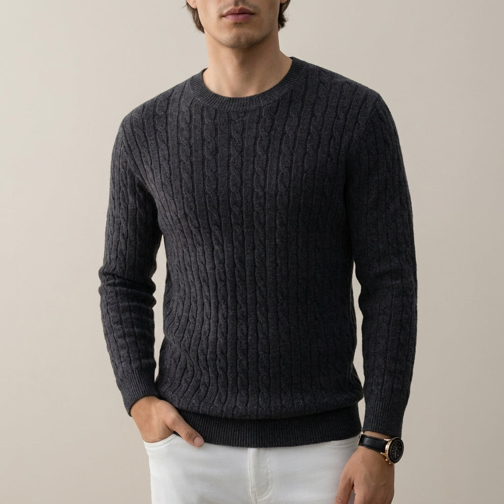 Sweter męski prążkowany klasyczny krój | Codzienne użytkowanie