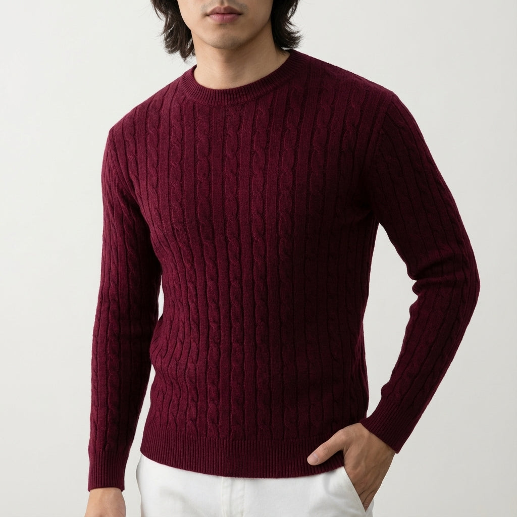 Sweter męski prążkowany klasyczny krój | Codzienne użytkowanie