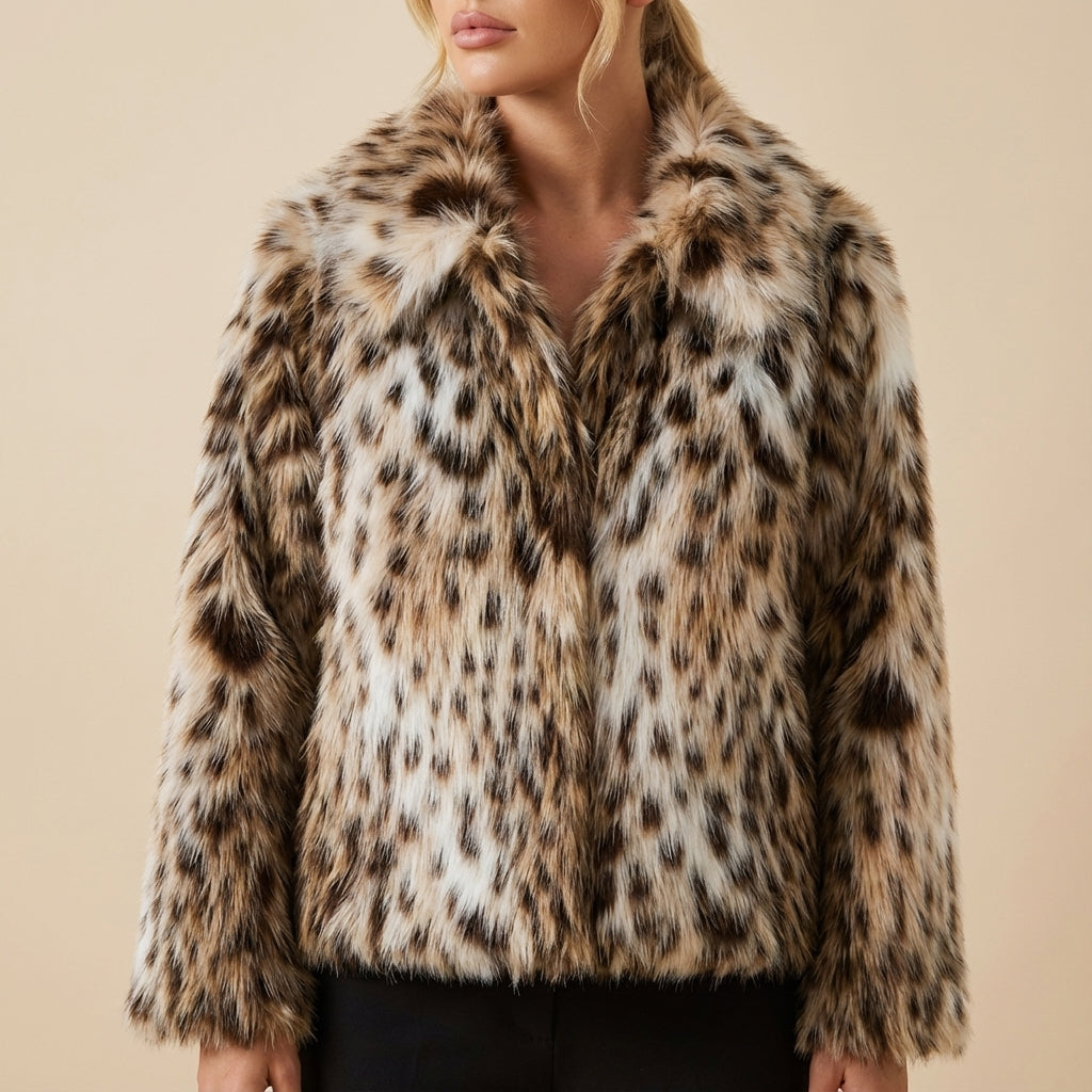 Płaszcz zimowy damski w panterkowy wzór | Styl miejski