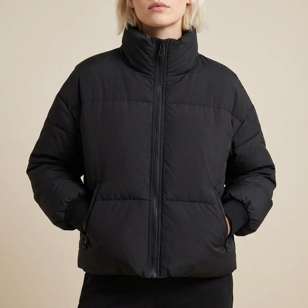 Kurtka pikowana damska ze stójką i zamkiem | Styl miejski