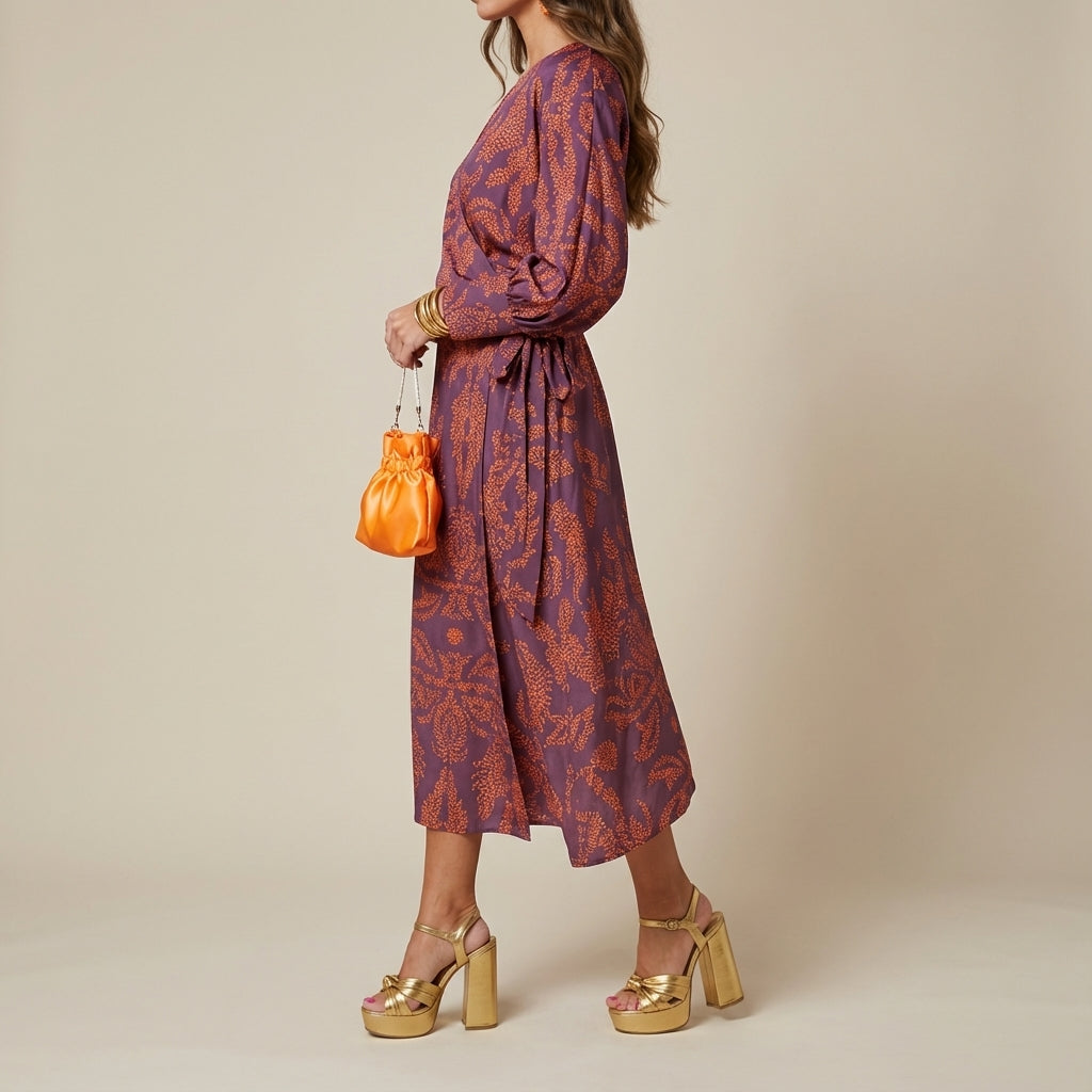 Sukienka damska midi kopertowa | Na wyjście