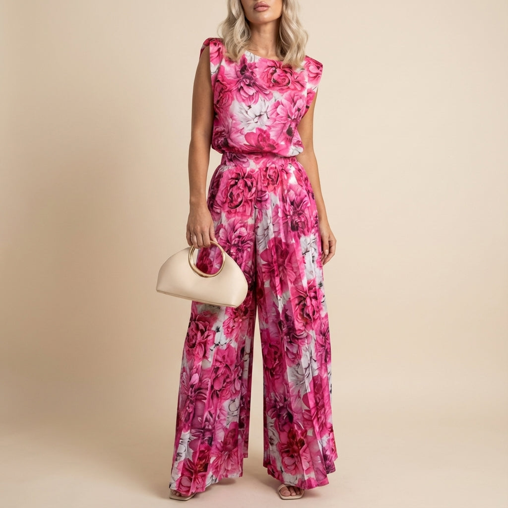 Komplet damski z bezrękawnikiem i szerokimi spodniami | Wizytowy