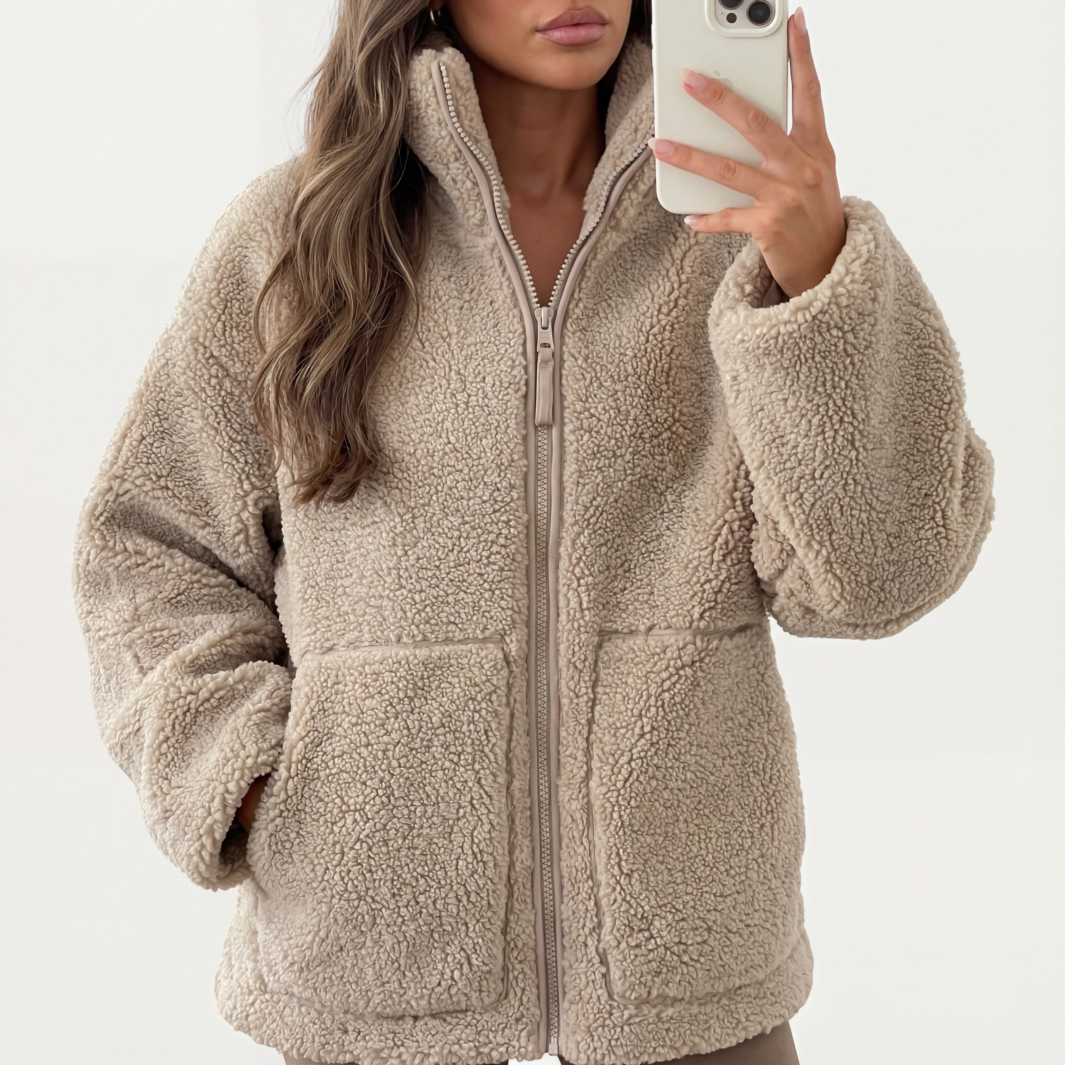 Kurtka Damska o Prostej Formie z Wysoką Stójką | Codzienne Użycie