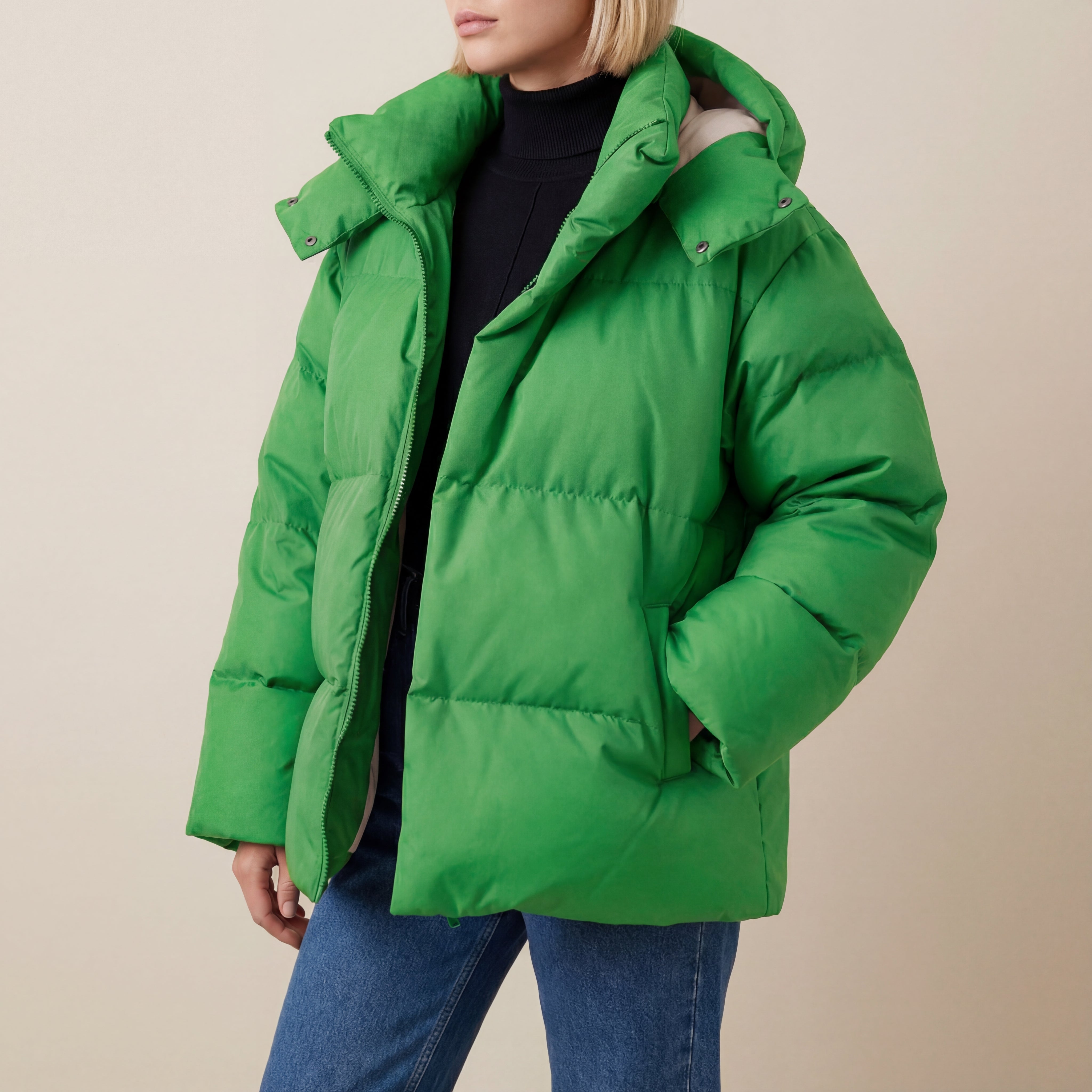 Kurtka Zimowa Damska Pikowana z Kapturem | Na Chłodniejsze Dni