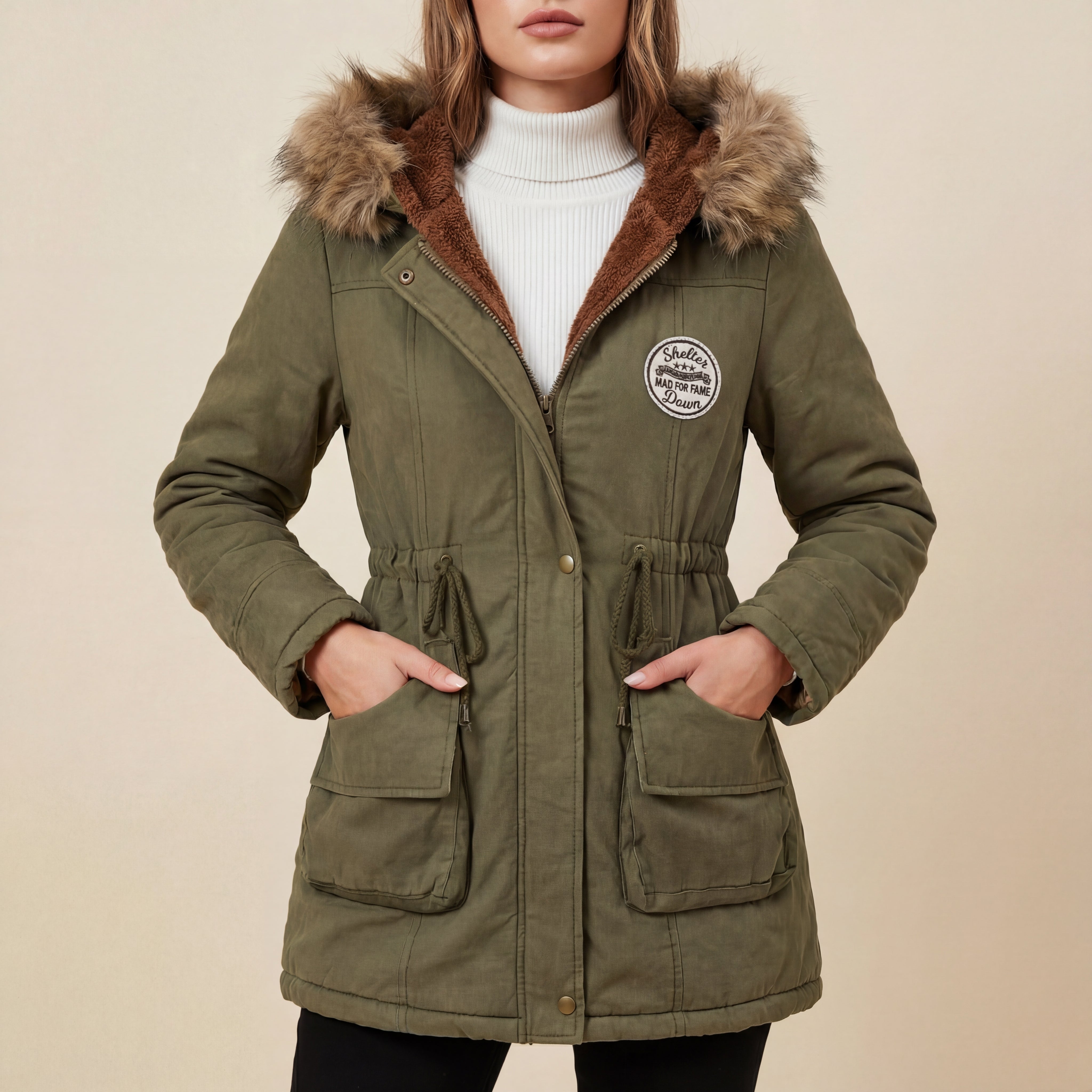 Kurtka Damska Zimowa z Kapturem Granatowa | Na Zimę