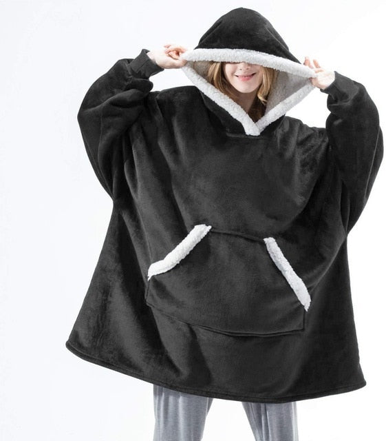 Koc Bluza Damska Oversize z Kapturem Polarowa | Na Co Dzień