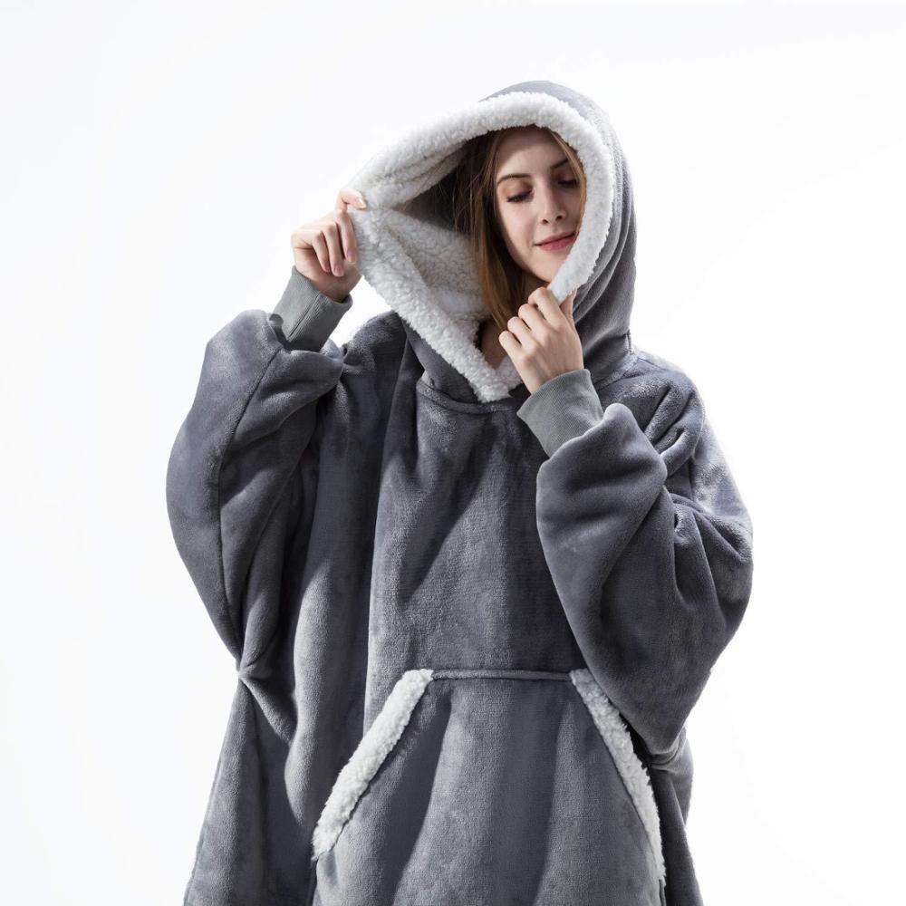 Koc Bluza Damska Oversize z Kapturem Polarowa | Na Co Dzień