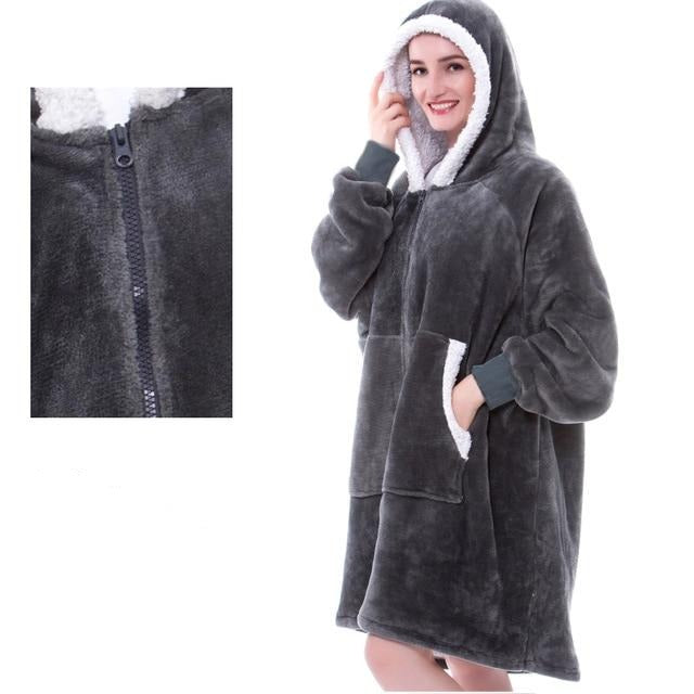 Koc Bluza Damska Oversize z Kapturem Polarowa | Na Co Dzień