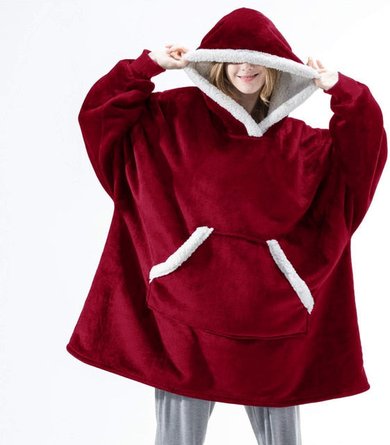 Koc Bluza Damska Oversize z Kapturem Polarowa | Na Co Dzień