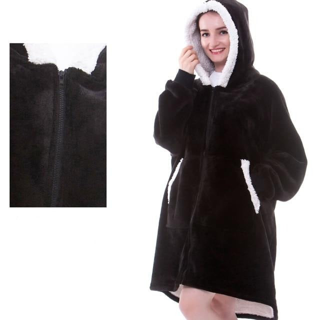 Koc Bluza Damska Oversize z Kapturem Polarowa | Na Co Dzień