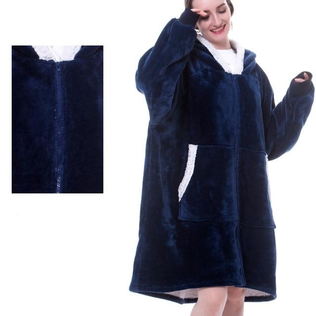 Koc Bluza Damska Oversize z Kapturem Polarowa | Na Co Dzień