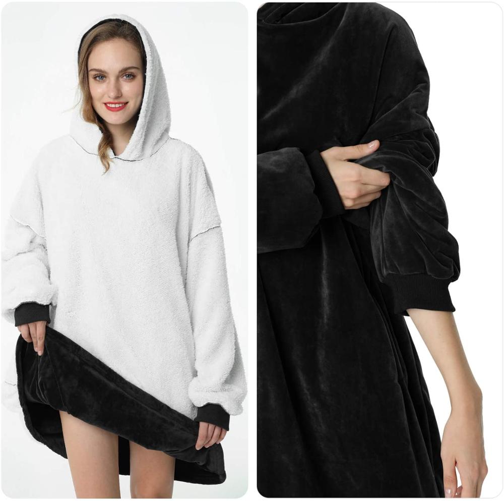 Koc Bluza Damska Oversize z Kapturem Polarowa | Na Co Dzień