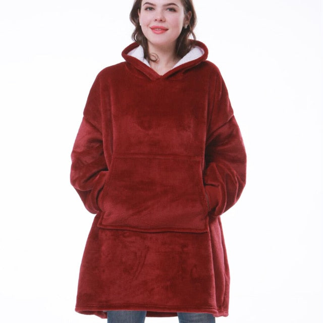 Koc Bluza Damska Oversize z Kapturem Polarowa | Na Co Dzień