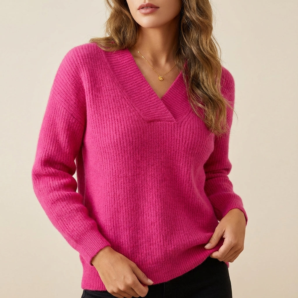 Sweter damski dekolt V klasyczny | Codzienne noszenie