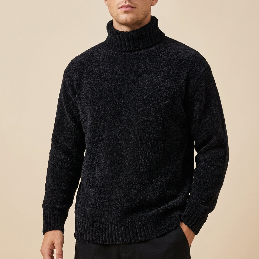 Sweter męski z golfem o prostym kroju | Styl codzienny