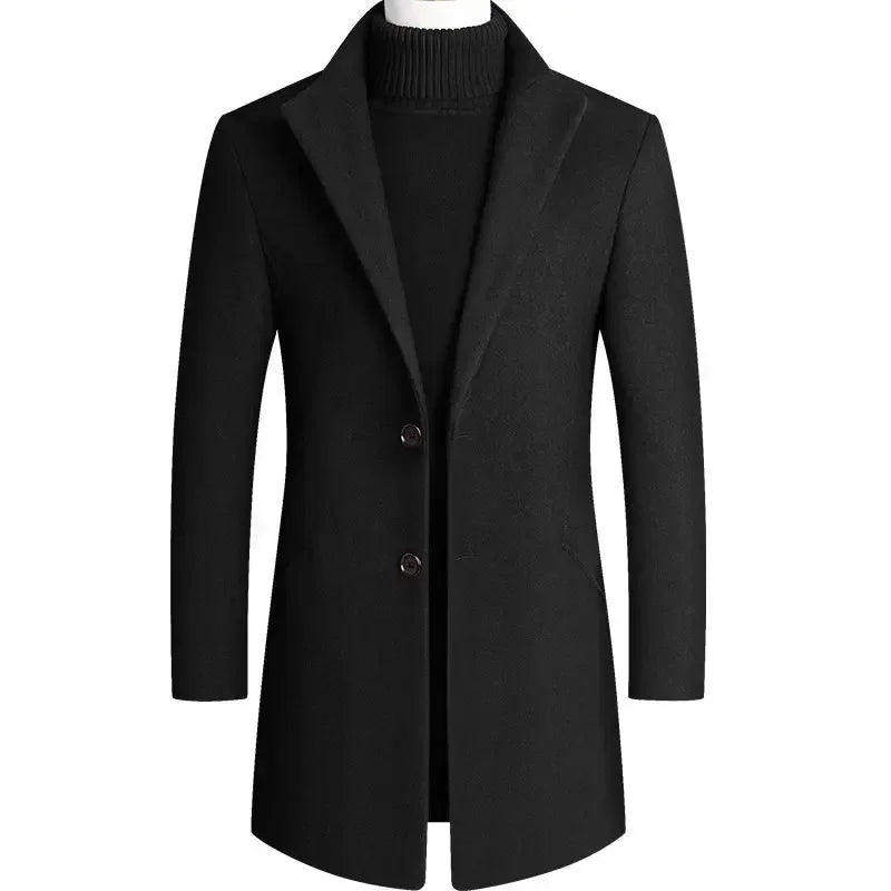 Płaszcz Męski Elegancki Jednorzędowy Czarny | Styl Codzienny