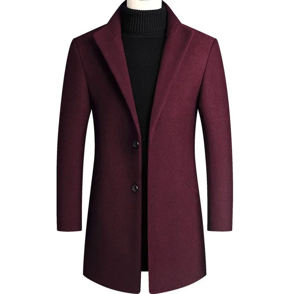 Płaszcz Męski Elegancki Jednorzędowy Czarny | Styl Codzienny